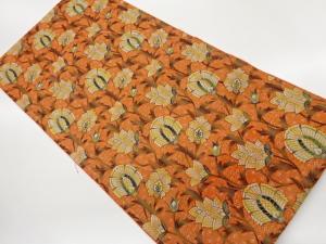 未使用品　青海波・子持ち亀甲に草花模様織出し名古屋帯